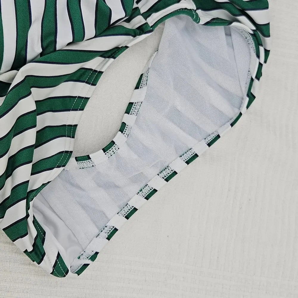 Nip Tuck Swim Multicup Stripe One Piece Swimsuit Sz‎ 6 White Green Nautical